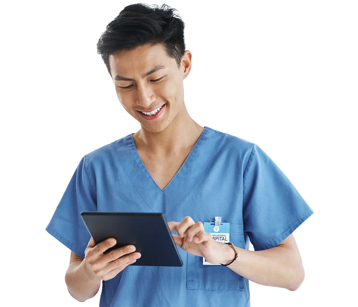 Physician with tablet device